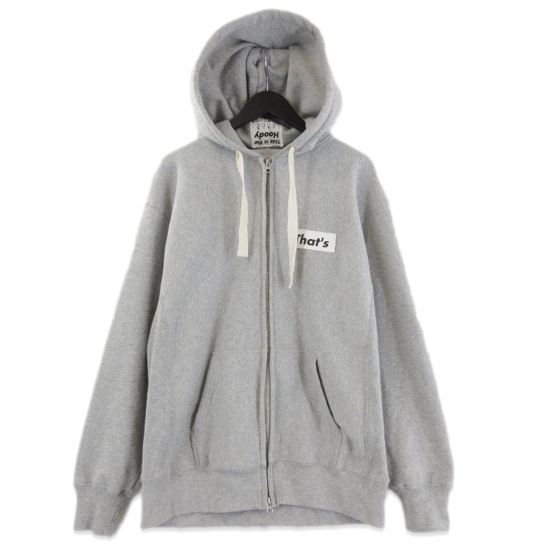 美品 That's ザッツ ジップパーカー The Hoody ZIP UP ヘビーウエイト フーディ ジップアップ 12oz コットン 日本製 グレー XL 71015772
