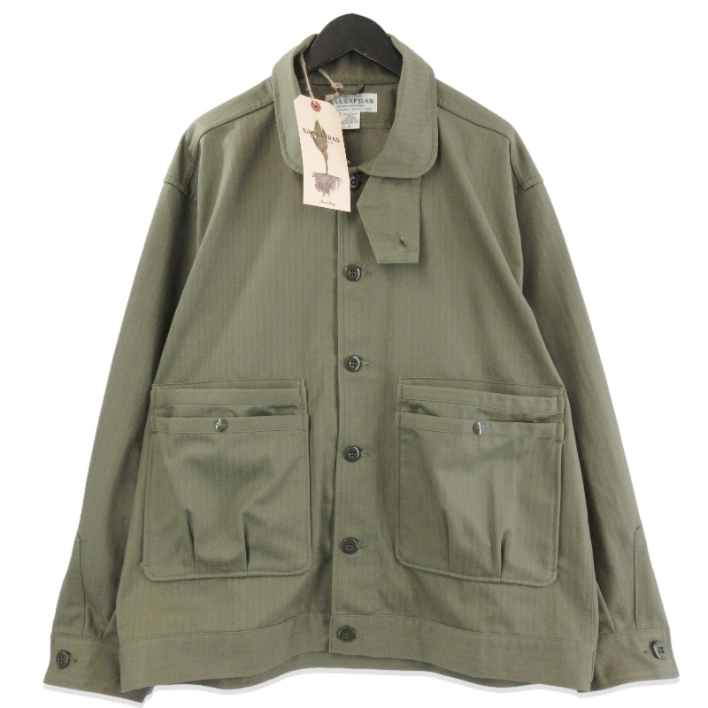 未使用 SASSAFRAS ササフラス OVERGROWN TRUG JACKET SF-252272 オーバーグロウントラッグジャケット オリーブ L 71015797