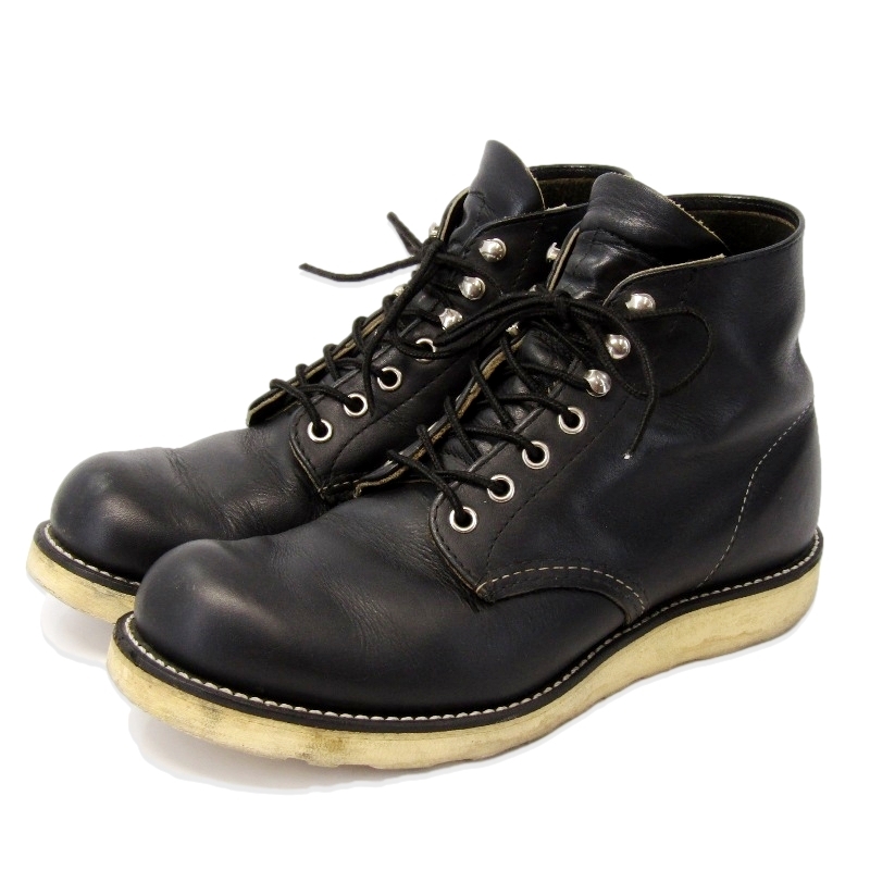 REDWING レッドウィング US8D 26cm ラウンドトゥ 9070 2015年製 ワークブーツ PLAIN TOE オイルドレザー 黒 ブラック ハーネス 35005595