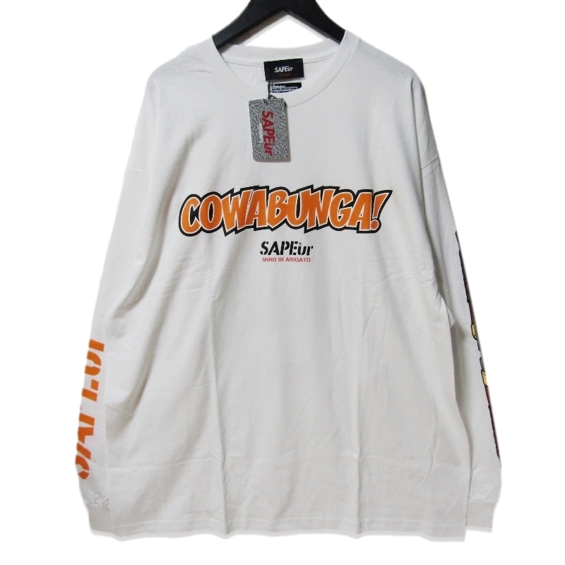 未使用 SAPEur × TURTLES サプール 長袖Tシャツ A0022-076 タートルズ L/S TEE ロンT プリント ホワイト 白 XXL 27113806