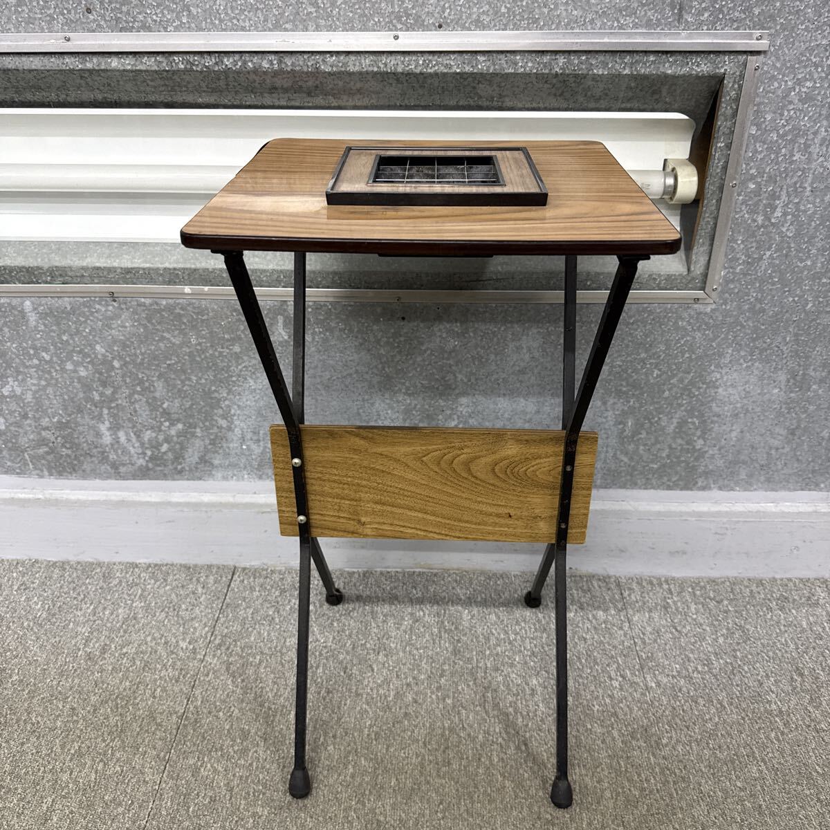 昭和　レトロ　アンティーク　灰皿　スタンド　木目　 オブジェ　