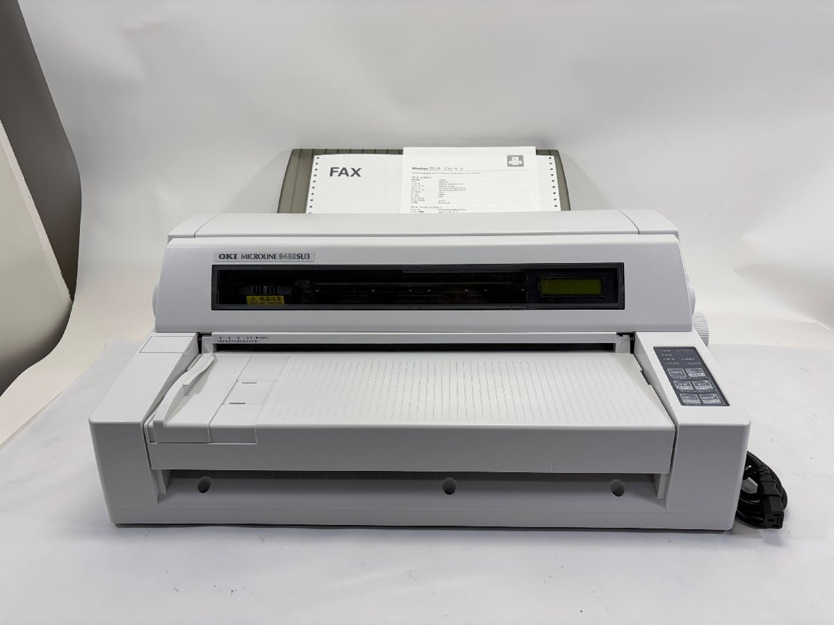 【 中古 ・ 良品 】136桁 対応　24ドットインパクトプリンタ　沖データ　MicroLine 8480SU3 排紙トレイあり　ヒヤケ極小