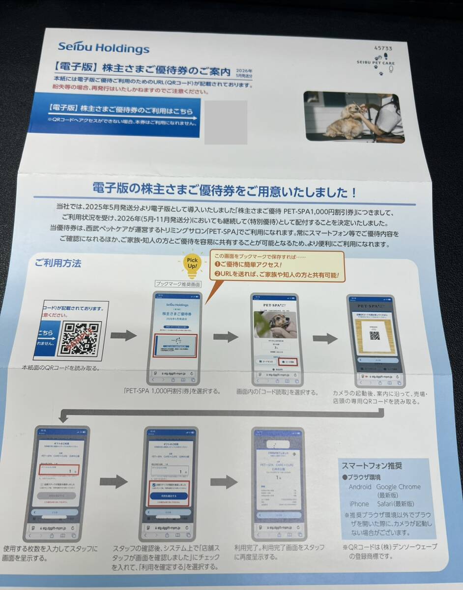 西武HD株主優待券PET-SPA1000円割引券3枚「電子版」1冊　数量9
