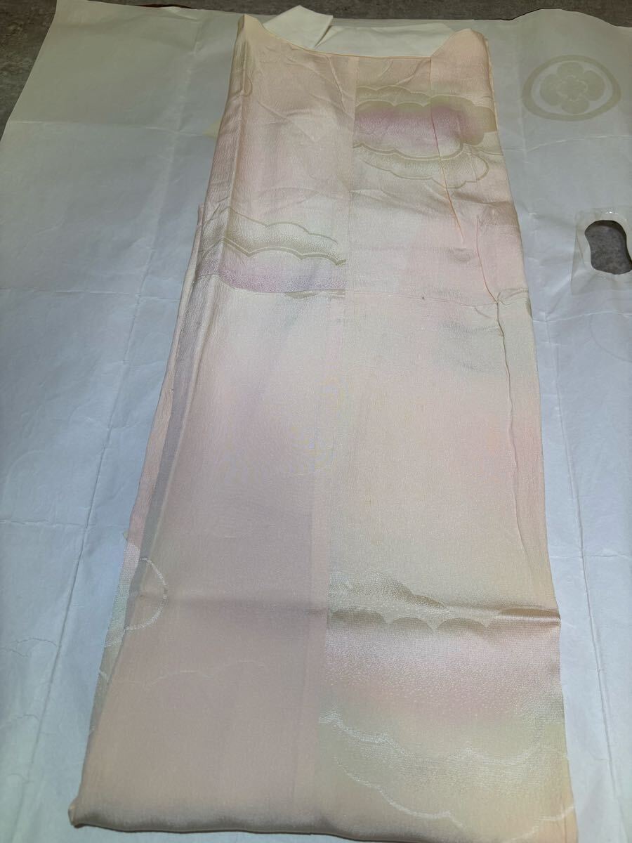 長襦袢　正絹　暈　雲　ピンク　着物　和服　和装　リメイク　ハンドメイド　染め替え　生地　衣装　百貨店　高級