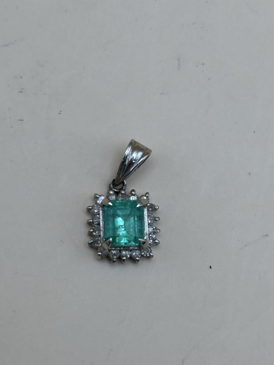 極上品！GRJソーティング済み!　1円〜スタート Pt 天然ベリルエメラルドペンダント　0.66ct　0.15ct　約1.4ｇ　※現状品