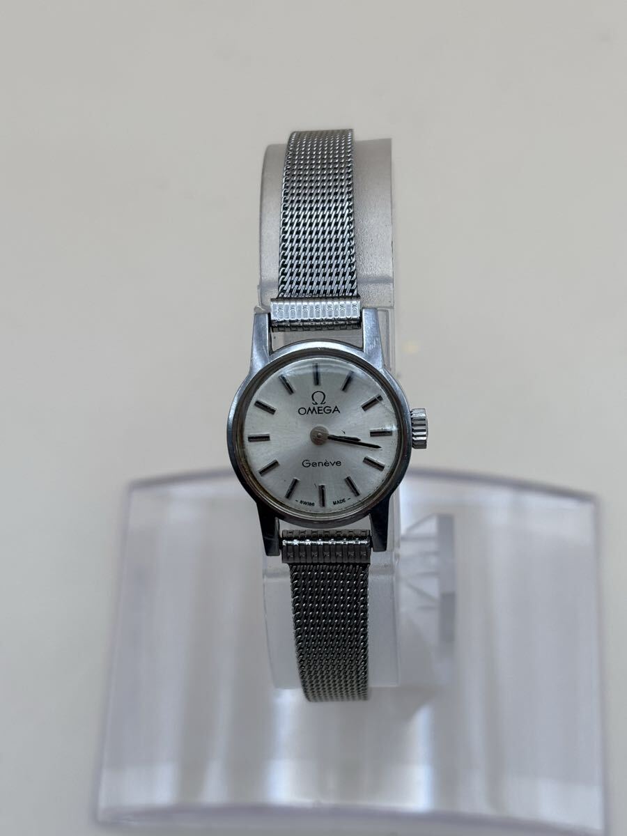 ジャンク品！1円〜スタート！　 OMEGA ジェネーブ　レディース 手巻き 腕時計 シルバー文字盤 アンティーク　※現状品、不動品