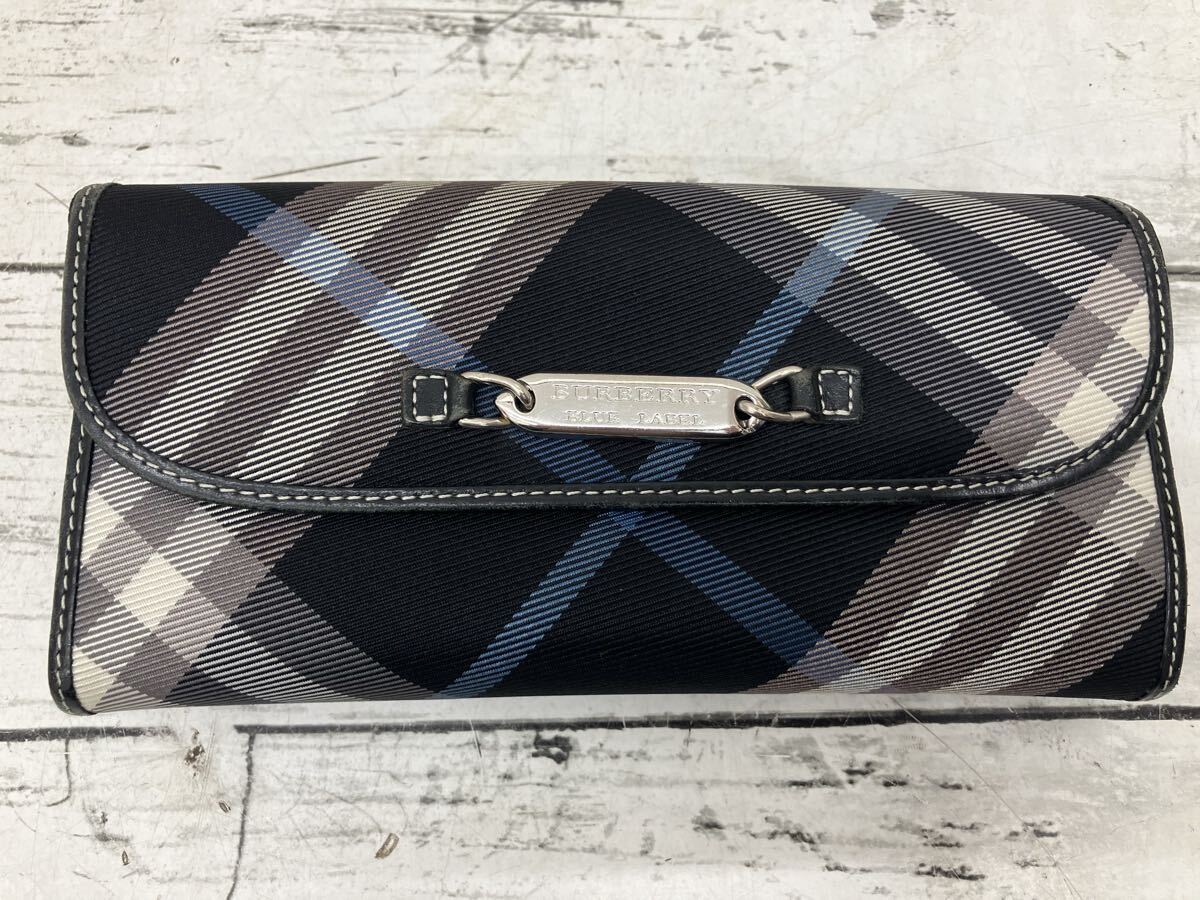 【美品】バーバリー ブルーレーベル ノバチェック 長財布　BURBERRY BLUE LABEL ロゴ金具 【9904】