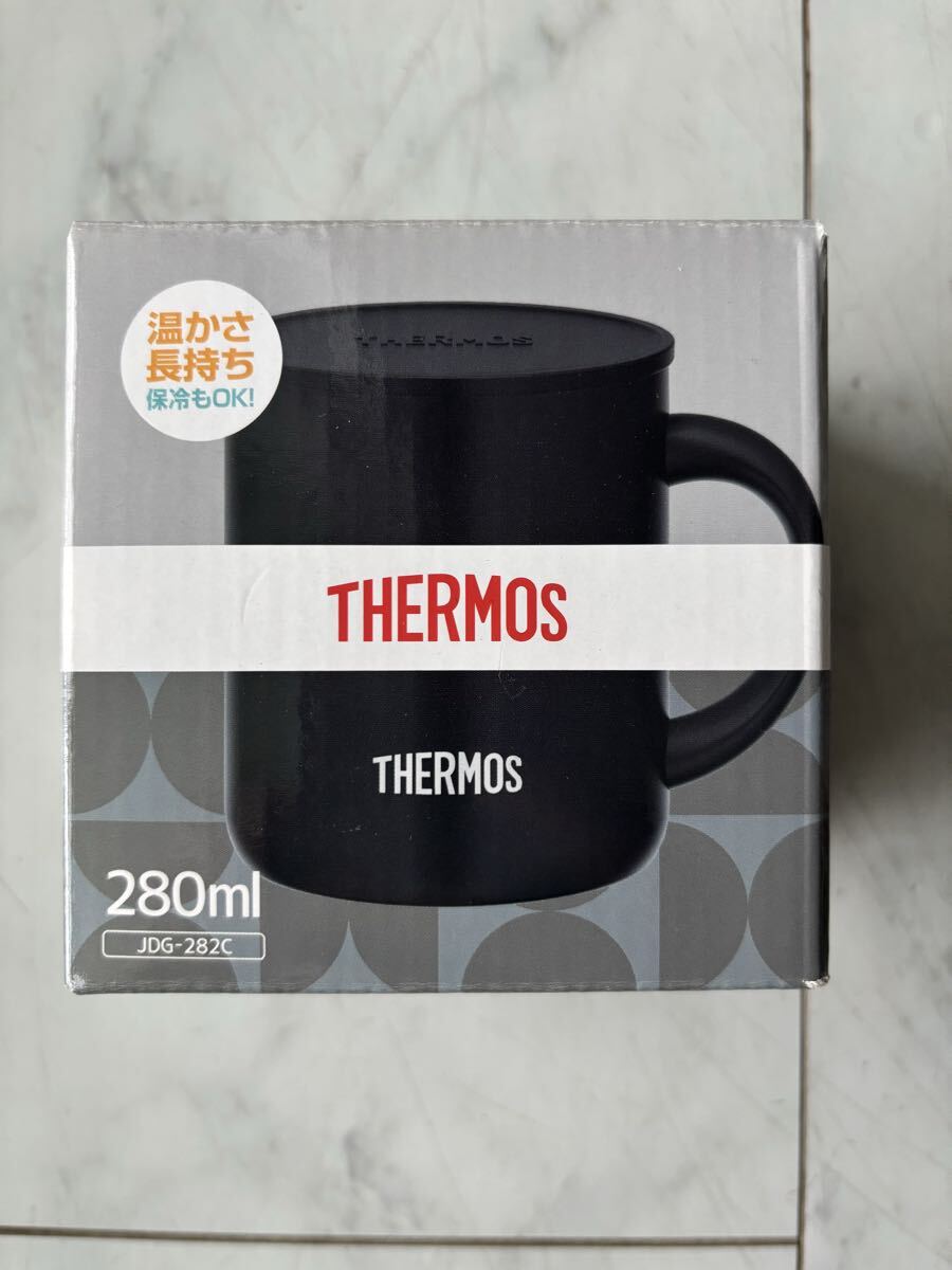 新品 THERMOS 真空断熱マグカップ サーモス スモークブラック　JDG-282C 保温保冷　フタ付き