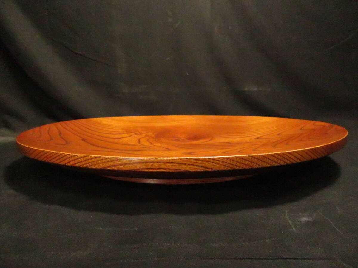 欅無垢 くり貫き 大皿 欅 けやき 刳り貫き 50.5cm 丸盆 ウッドトレイ 天然木 杢目 菓子器
