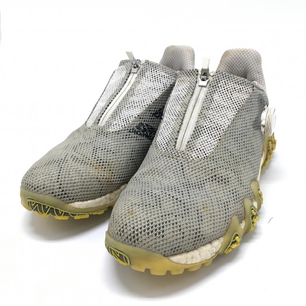 アディダス ゴルフシューズ グレー×イエロー GXO199 コードカオス22 BOA スパイクレス ダイヤル式 メンズ 25.5 ゴルフウェア adidas