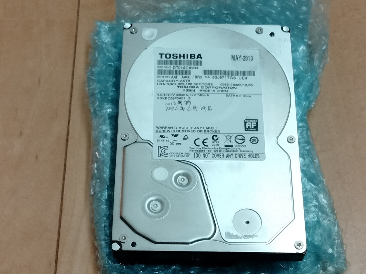 【ジャンク】 TOSHIBA ハードディスク DT01ACA200 HDD 2TB