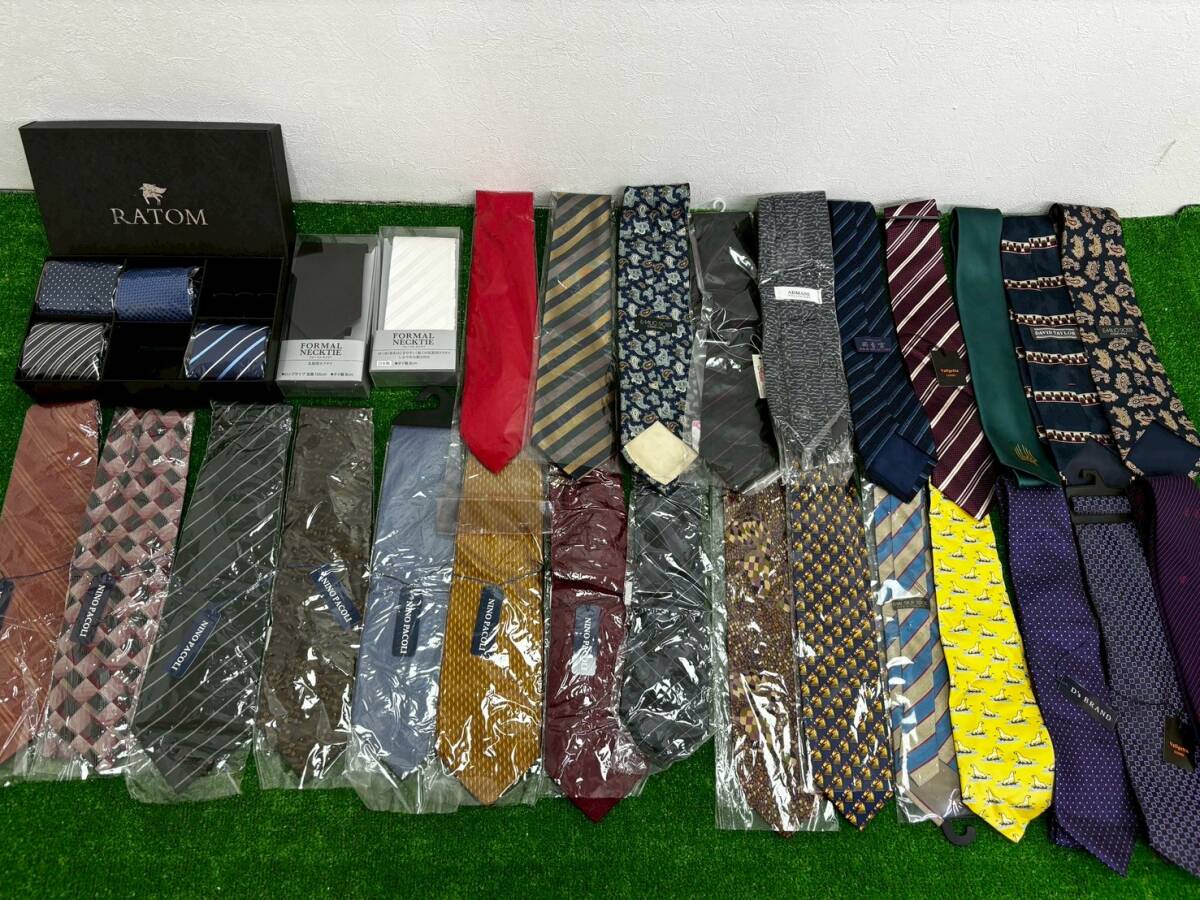 T0522B メンズ ネクタイ 31点 まとめ セット ビジネス 冠婚葬祭 礼装用 RATOM EMILIO ROSSI ARMANI 西青堂 DAVID TAYLOR NINO PACOLI 紳士
