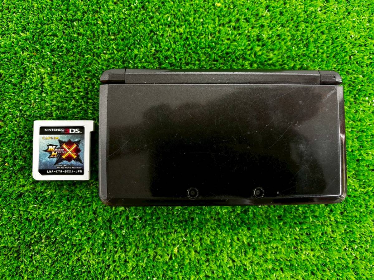 T0522I Nintendo 3DS CTR-001 コスモブラック 黒 本体 ソフト 2点 まとめ セット モンスターハンタークロス ゲーム 任天堂 ジャンク品