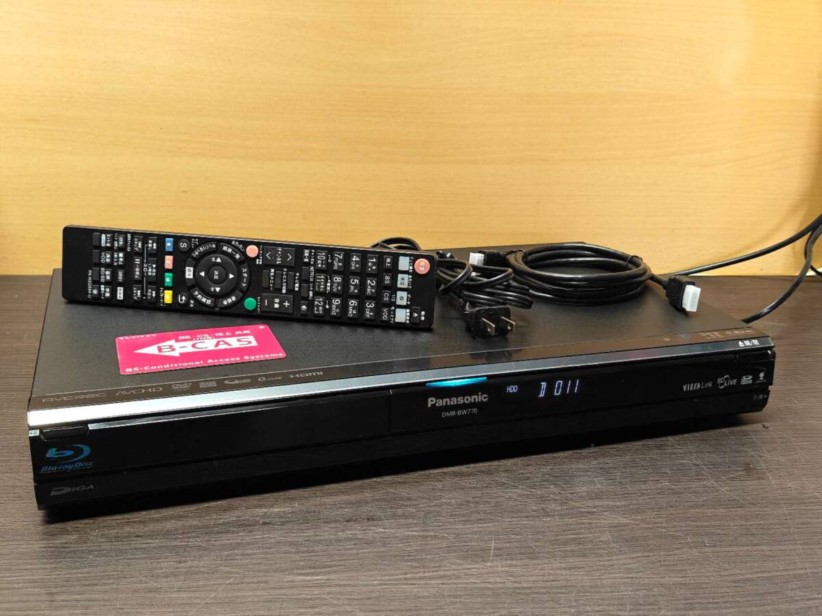 ★ Panasonic DMR-BW770 ★ HDD/BDレコーダー 2番組同時録画 HDD500GB ★ 3D対応 リモコンHDMI付 電源ケーブル付 ★ 動作確認品 2009年製