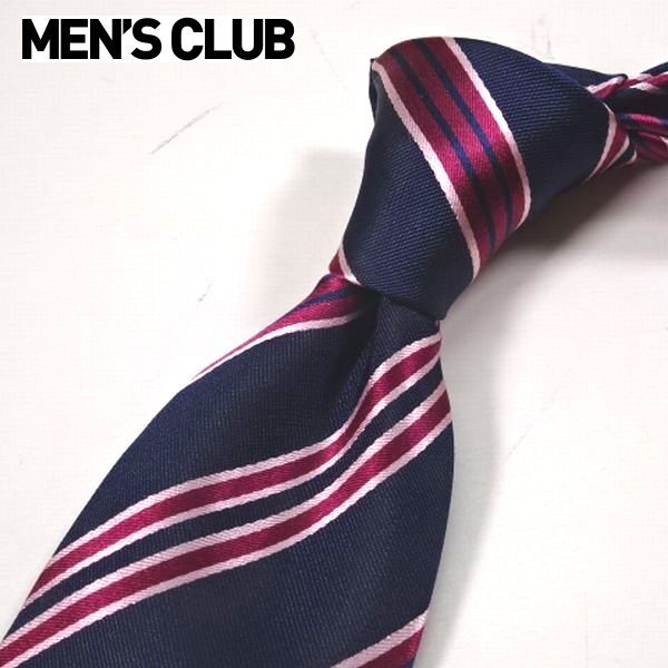 ◎新品 MEN'S CLUB メンズクラブ 絹シルク100％ ネクタイ 紺 長袖シャツ スーツ ビジネスに 