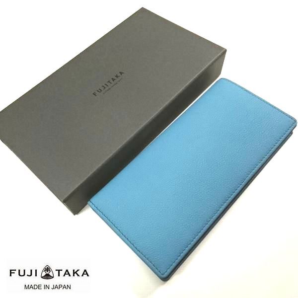 ◎新品 FUJITAKA フジタカ 定価35200円 日本製 本革レザー 長財布 紺 小銭 札 カード入れ IKETEI イケテイ 639606