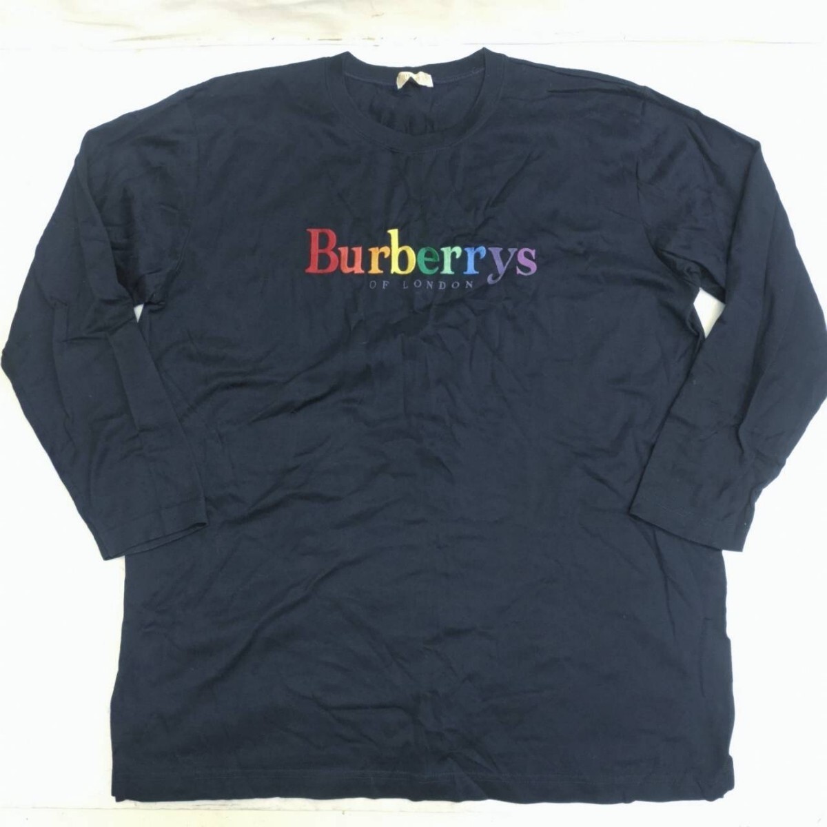 Burberrys バーバリー 刺繍ロゴ 長袖 Tシャツ ロンT サイズフリー ネイビー 濃紺！
