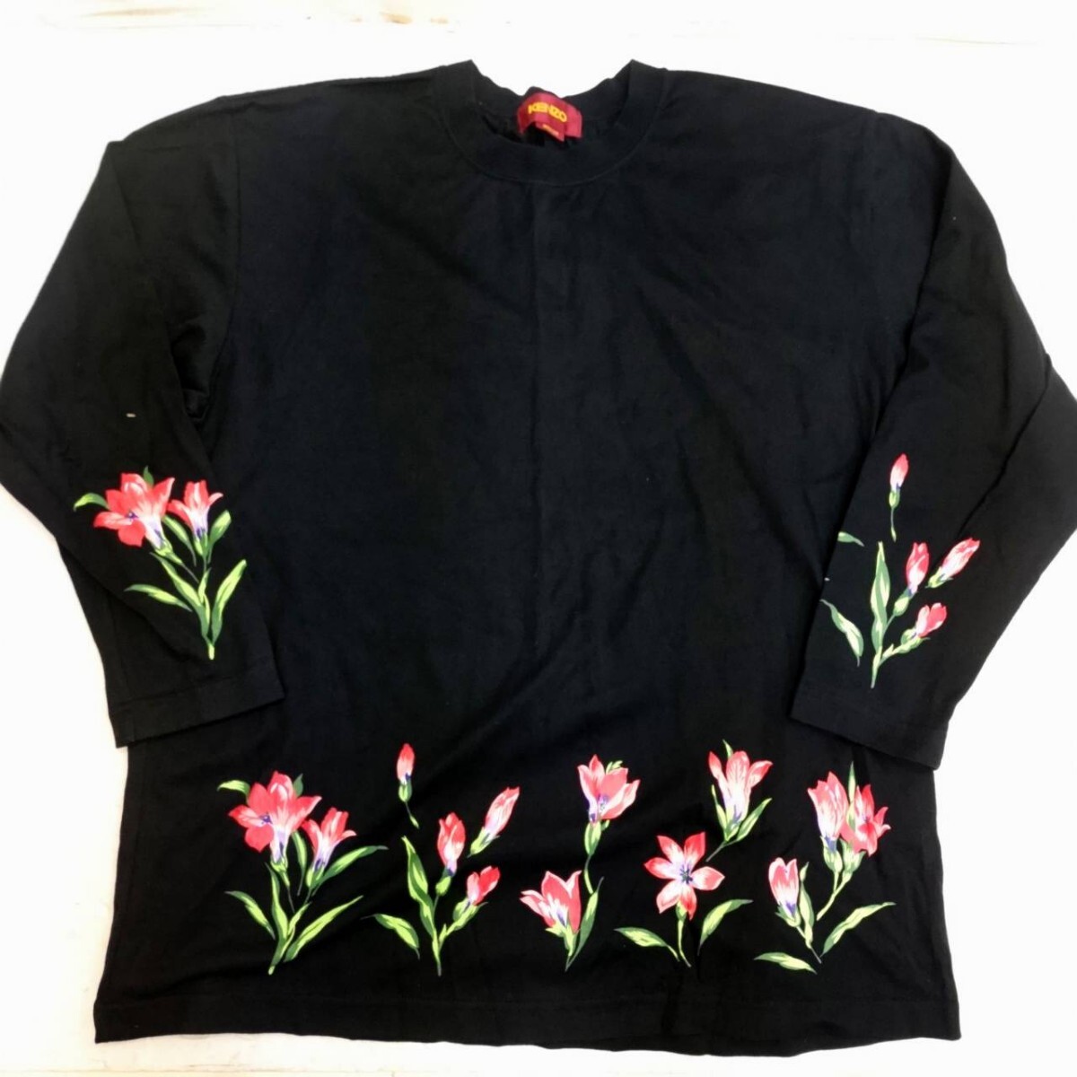 KENZO ケンゾー トップス カットソー 長袖 ロンT 花柄 ブラック Mサイズ！