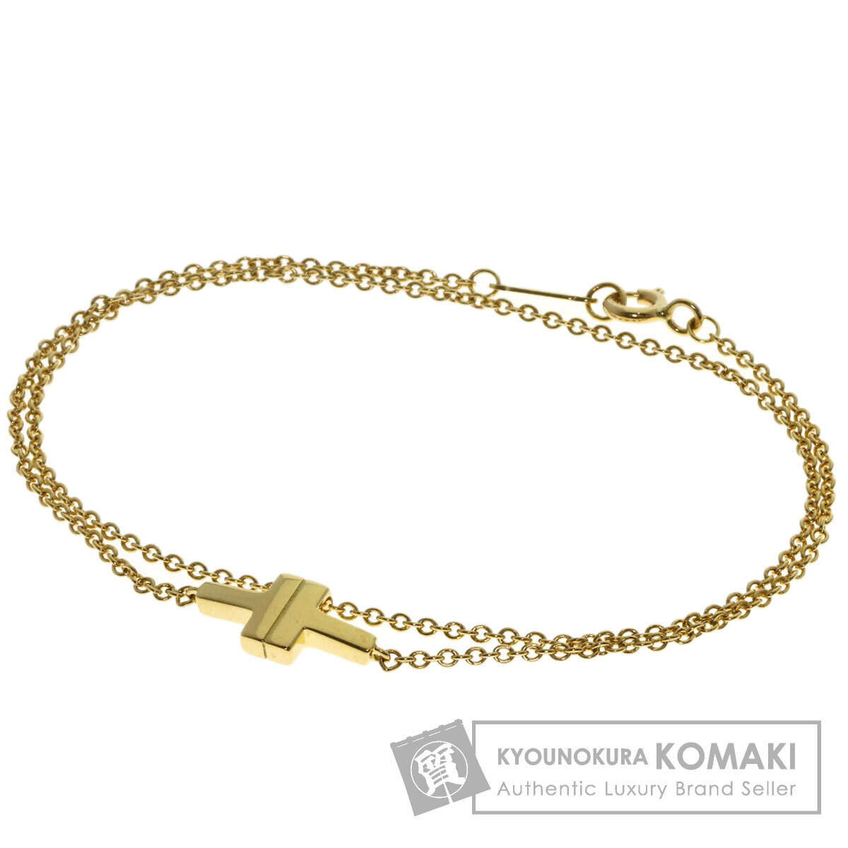 TIFFANY&Co. ティファニー T TOW ダブルチェーン ブレスレット K18イエローゴールド レディース 中古