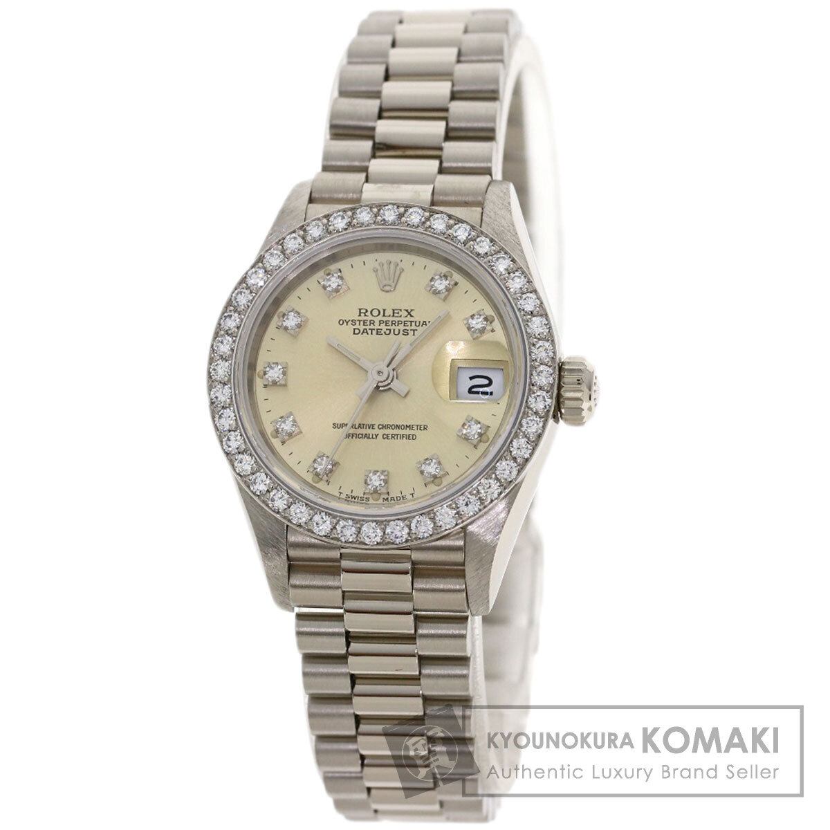 ROLEX ロレックス 69139G デイトジャスト 10P ダイヤモンド 腕時計 K18ホワイトゴールド K18WG ダイヤモンド レディース 中古