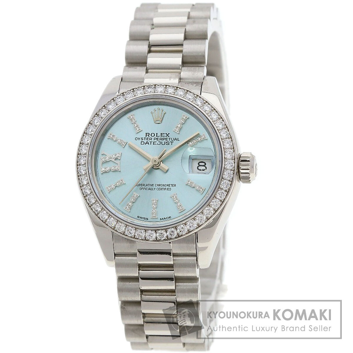 ROLEX ロレックス 279136RBR デイトジャスト 28 ベゼル ダイヤモンド 腕時計 プラチナ PT ダイヤモンド レディース 中古