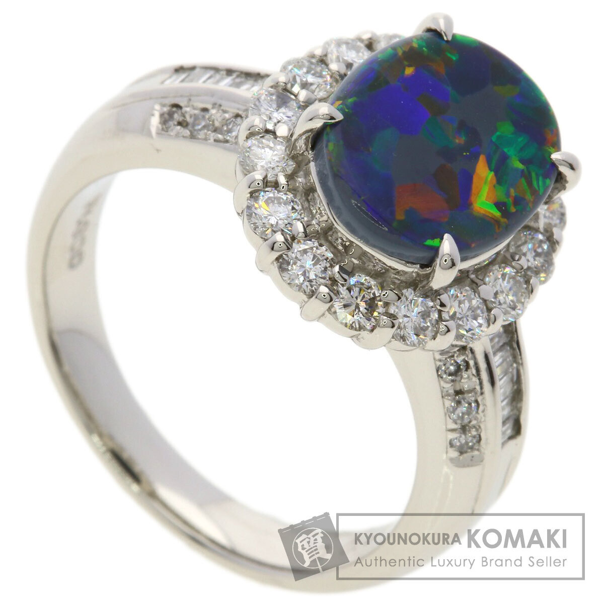 ジュエリー ブラックオパール ダイヤモンド リング・指輪 プラチナPT900 中古