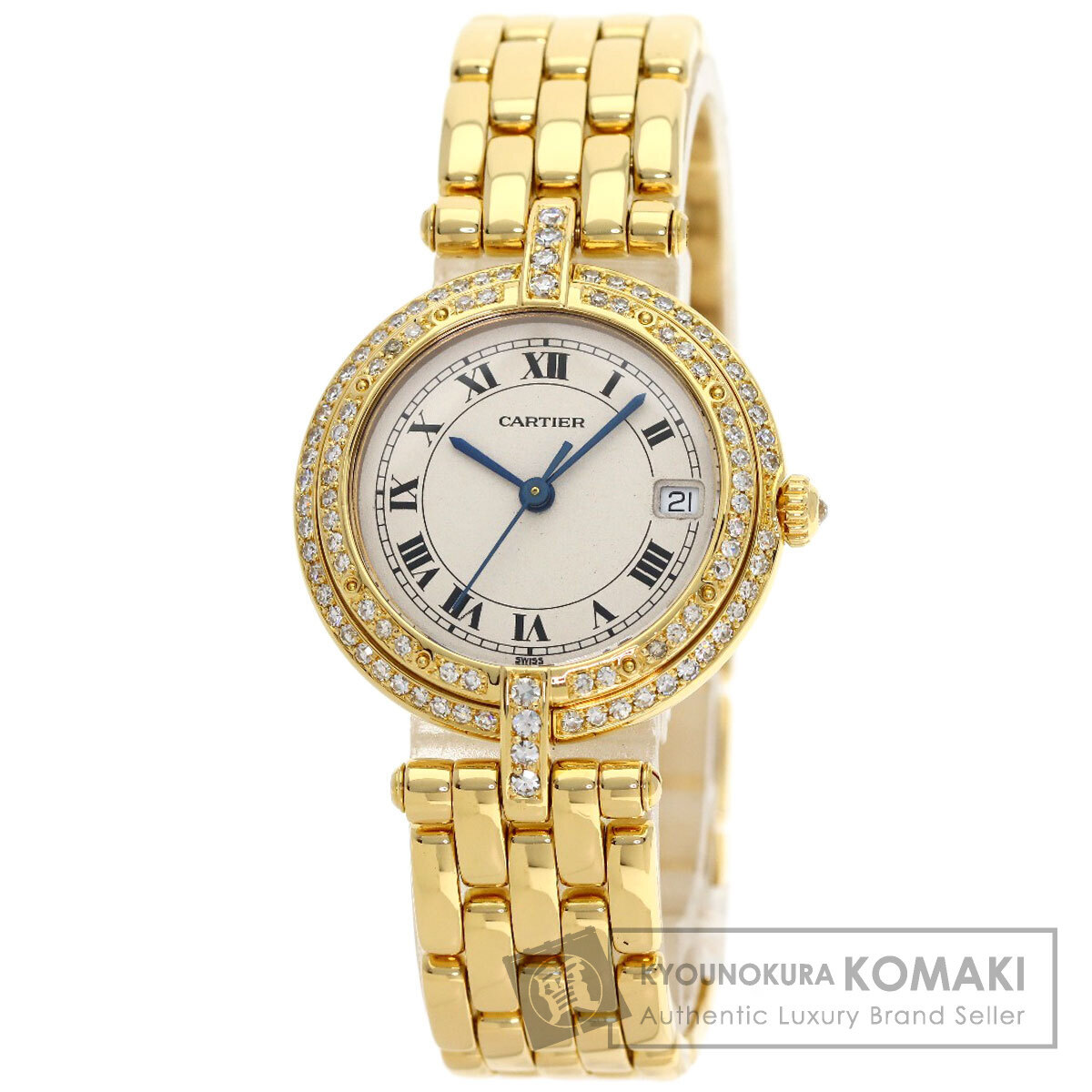 CARTIER カルティエ パンテールVLC MM ベゼル ダイヤモンド 腕時計 K18イエローゴールド K18YG ダイヤモンド レディース 中古