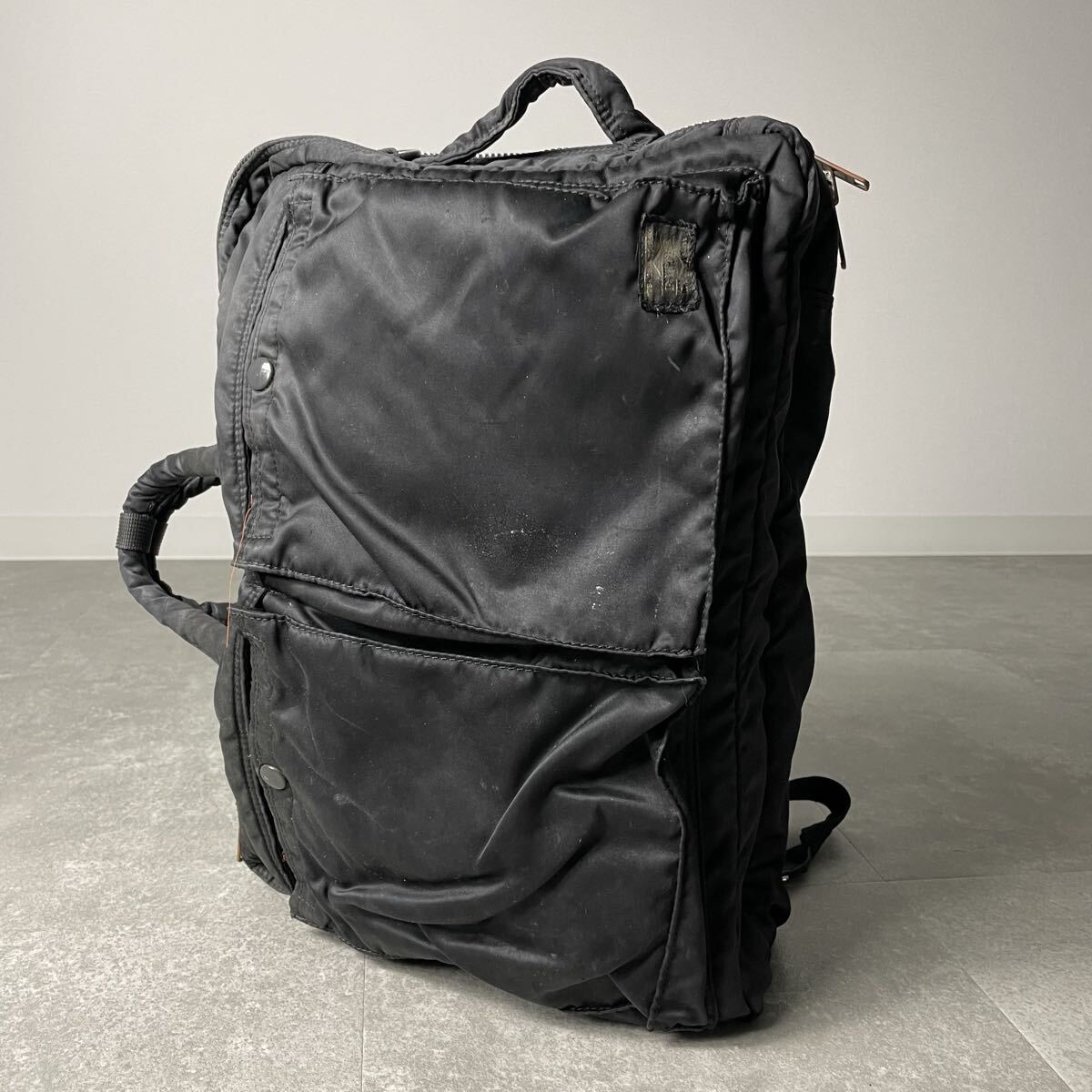 1円〜 希少 3WAY PORTER TANKER ブリーフケース ビジネスバッグ ショルダーバッグ リュックサック ポーター タンカー ブラック 吉田カバン