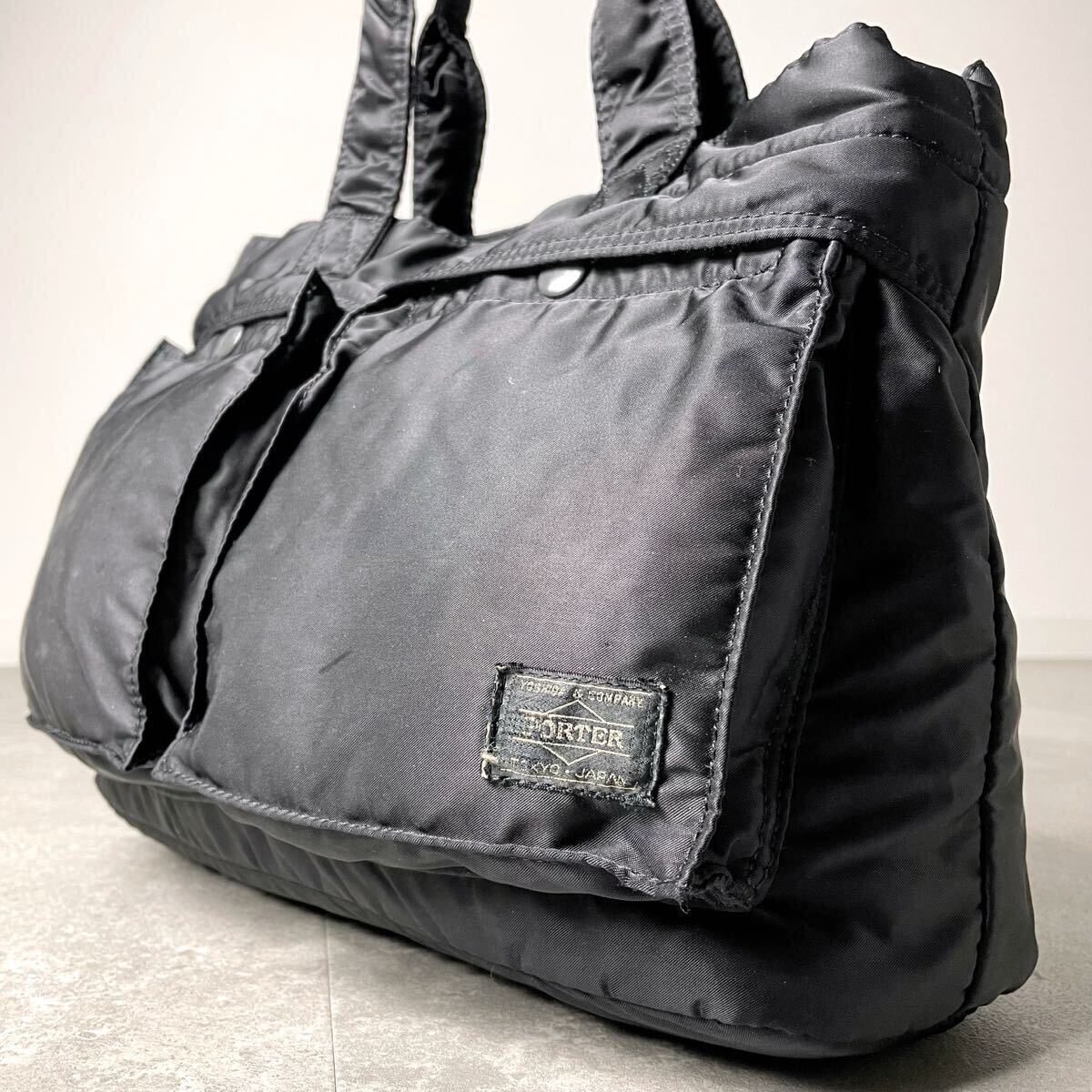 入手困難/近年モデル◎ PORTER ポーター タンカー　ミニトートバッグ　メンズ　ナイロン　ビジネス　ブラック　黒