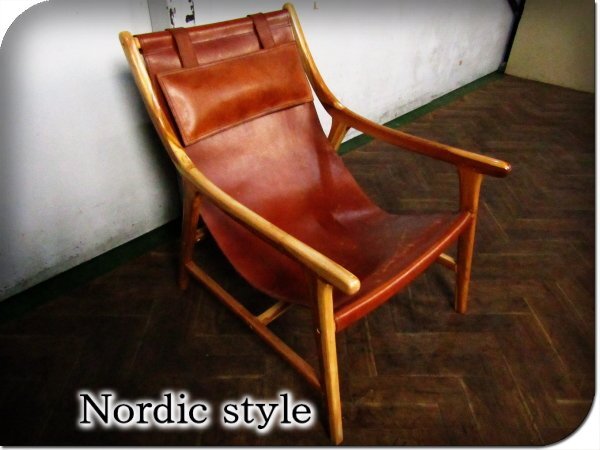 ■展示品■北欧スタイル■nano arm chair/ナノアームチェア■チーク材■本革■ラウンジチェア/アームチェア■khhx2902k