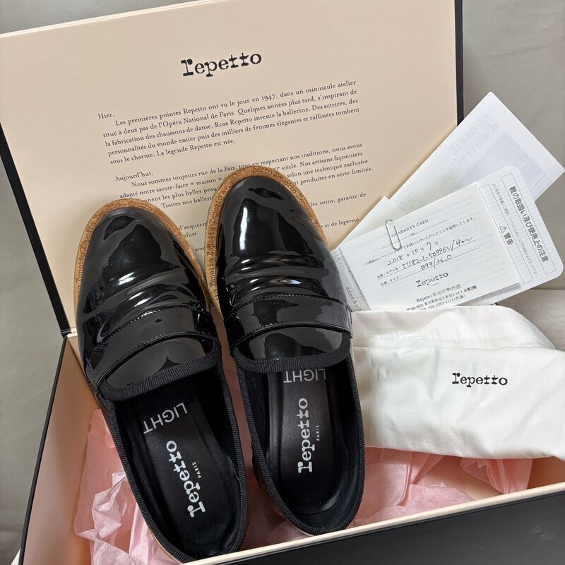 美品 repetto レペット VX1996V 牛革 ブラック系 エナメル 黒 サイズ36 IW605AAS01RPT_80