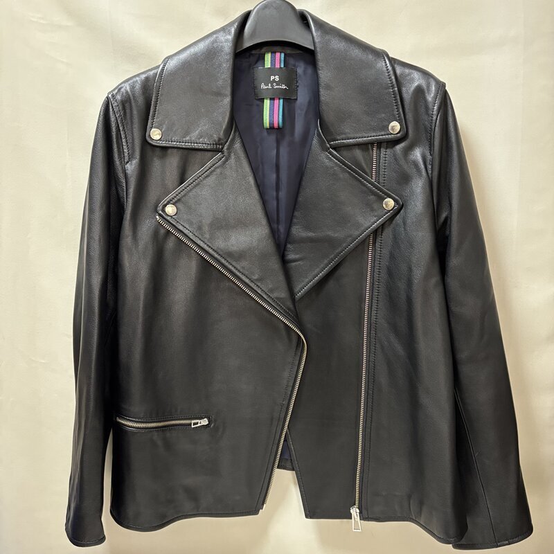 Paul Smith ポールスミス ライダース ジャケット 羊革 ブラック 44L レディース 大きいサイズ ゆったり 良好 IW605BF02PLS60