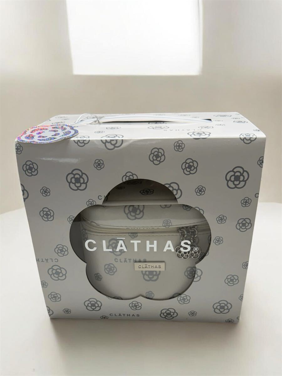 【未使用】CLATHAS クレイサス バニティポーチ 化粧ポーチ 花柄 ホワイト系 箱付