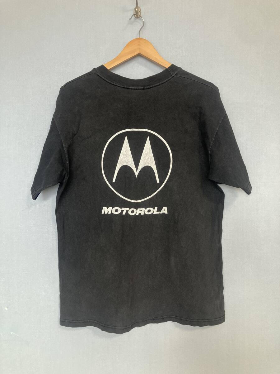 ★90s オールド MOTOROLA モトローラ Tシャツ L フェード FADE ブラック 色褪せ 雰囲気◎ ビンテージ Hanes ヘインズ USA 通信 企業Tシャツ