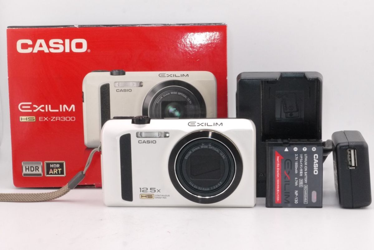 ★実用品★カシオ CASIO EXILIM EX-ZR300 ホワイト 元箱付き コンパクトデジタルカメラ #2712 #0211