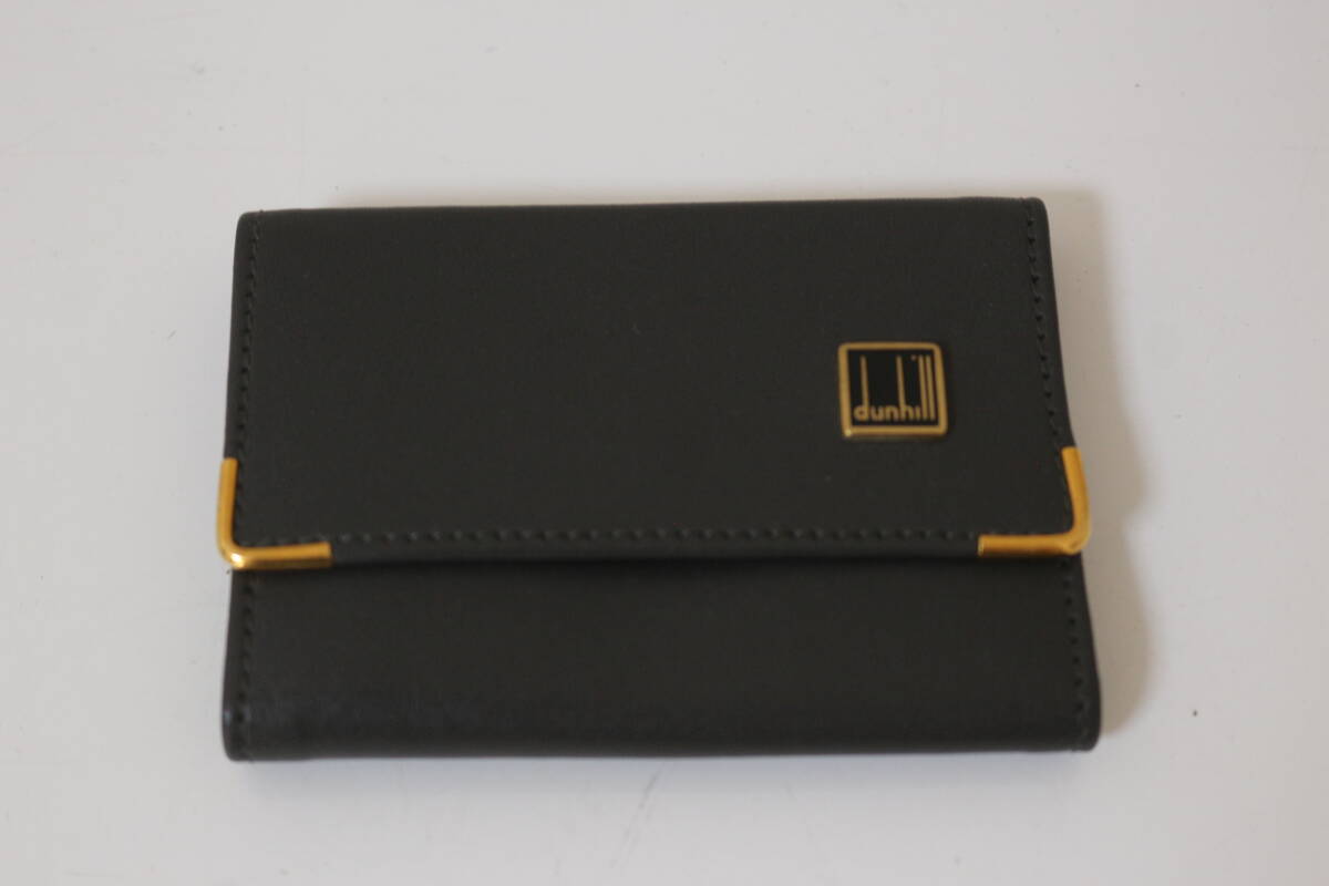 ダンヒル Dunhill キーケース 6連 小物 ケース グレー系 メンズ 鍵入れ ゴールド金具 紳士 ロゴ スクエア 激安1円スタート