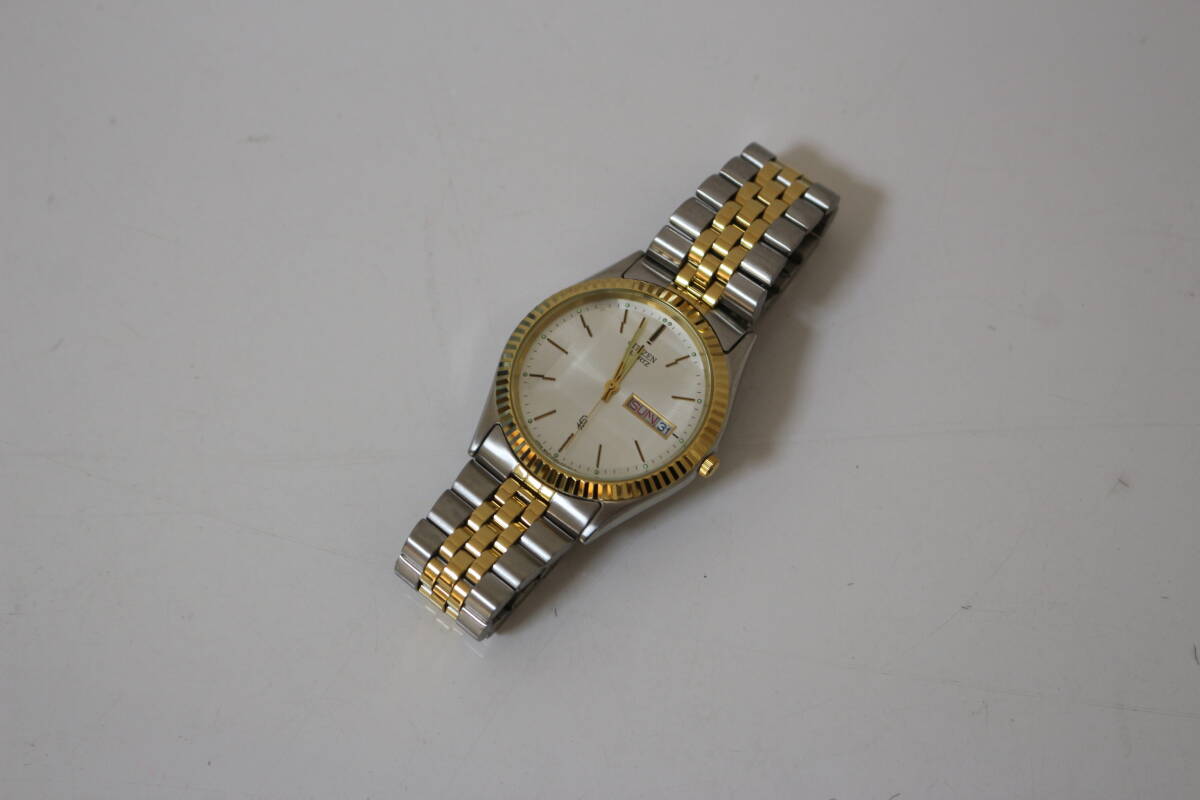 CITIZEN シチズン 時計 腕時計 6100-K09311 CKW ゴールドカラー シルバーカラー コンビ クオーツ デイデイト 激安1円スタート