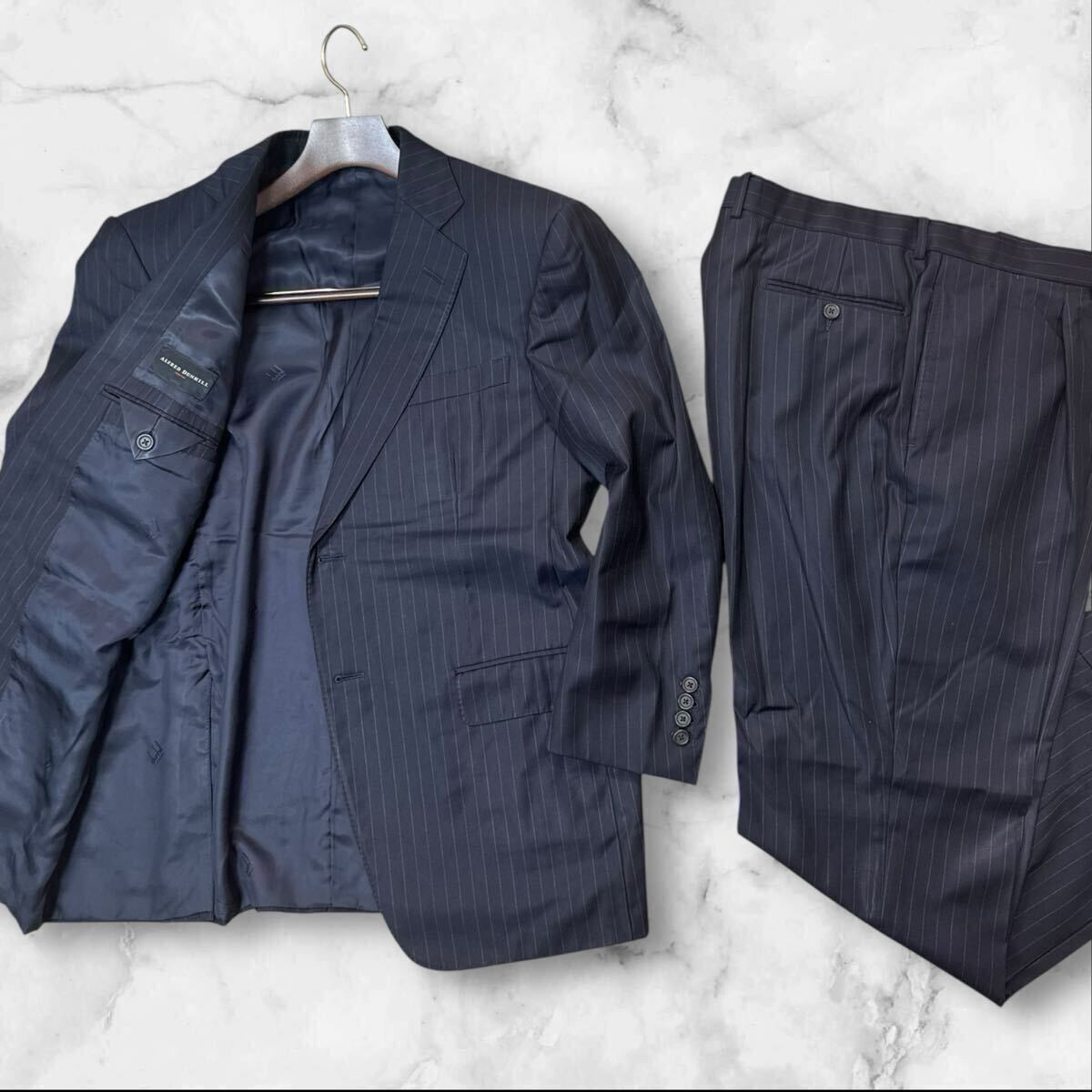 PX11 希少50S XL!!【アルフレッドダンヒル/dunhill】伝統 ST.JAMES FITモデル スーツ セットアップ ウール100% メンズ 2B 現行モデル