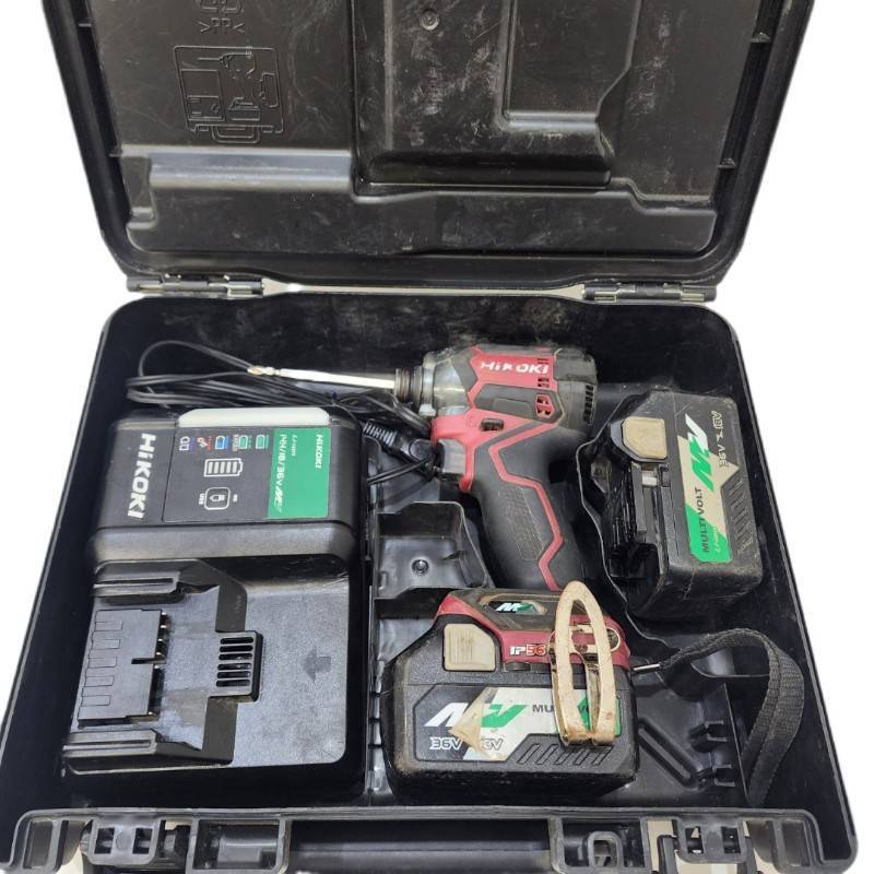HiKOKI ハイコーキ インパクトドライバ WH36DC 2XPR 36V フレアレッド BSL36A18×2個 UC18YDL2 動作確認済 【現状品】 22605R14