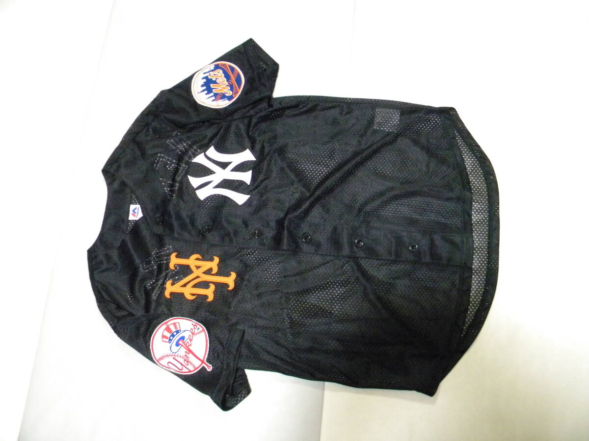 ★即決★Majestic マジェスティック製★MLB ニューヨーク ヤンキース メッツ コラボ★ユニフォーム★刺繍/メッシュ★Mサイズ）