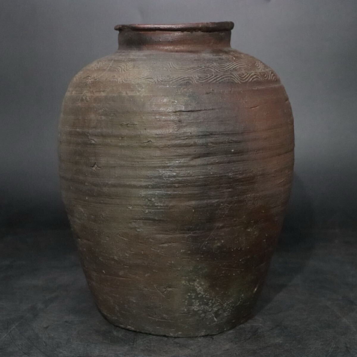 古備前　沈線文　壺　花瓶　高約32㎝　/　備前焼　花器　花入　　.B2648