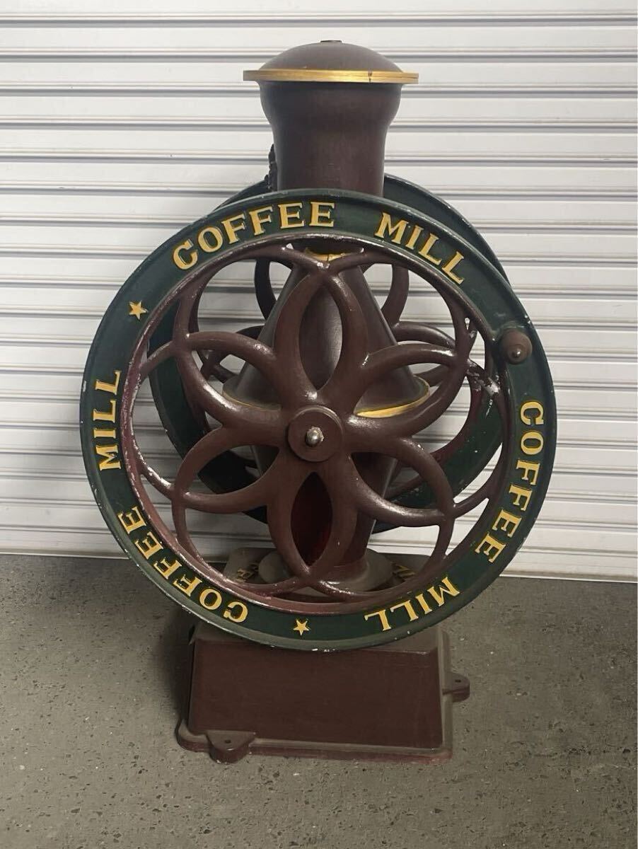 特大 コーヒーミル オブジェ 金属製 店舗用 高約107cm 看板 昭和レトロ 喫茶店 ディスプレイ 店舗什器　.B2471
