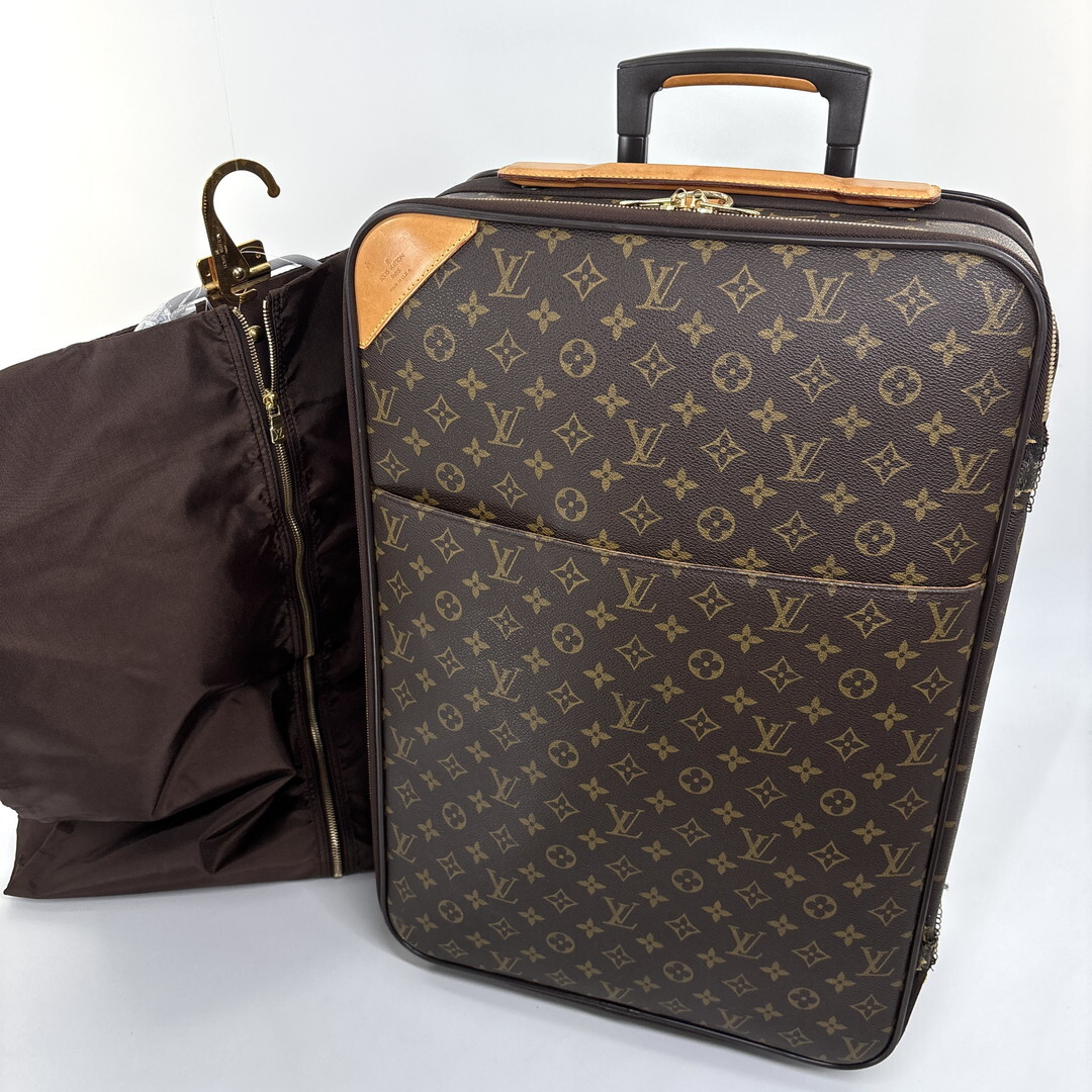 極美品 Louis Vuitton ルイヴィトン M23294 モノグラム ペガス55 キャリーバッグ スーツケース ブラウン メンズ レディース 