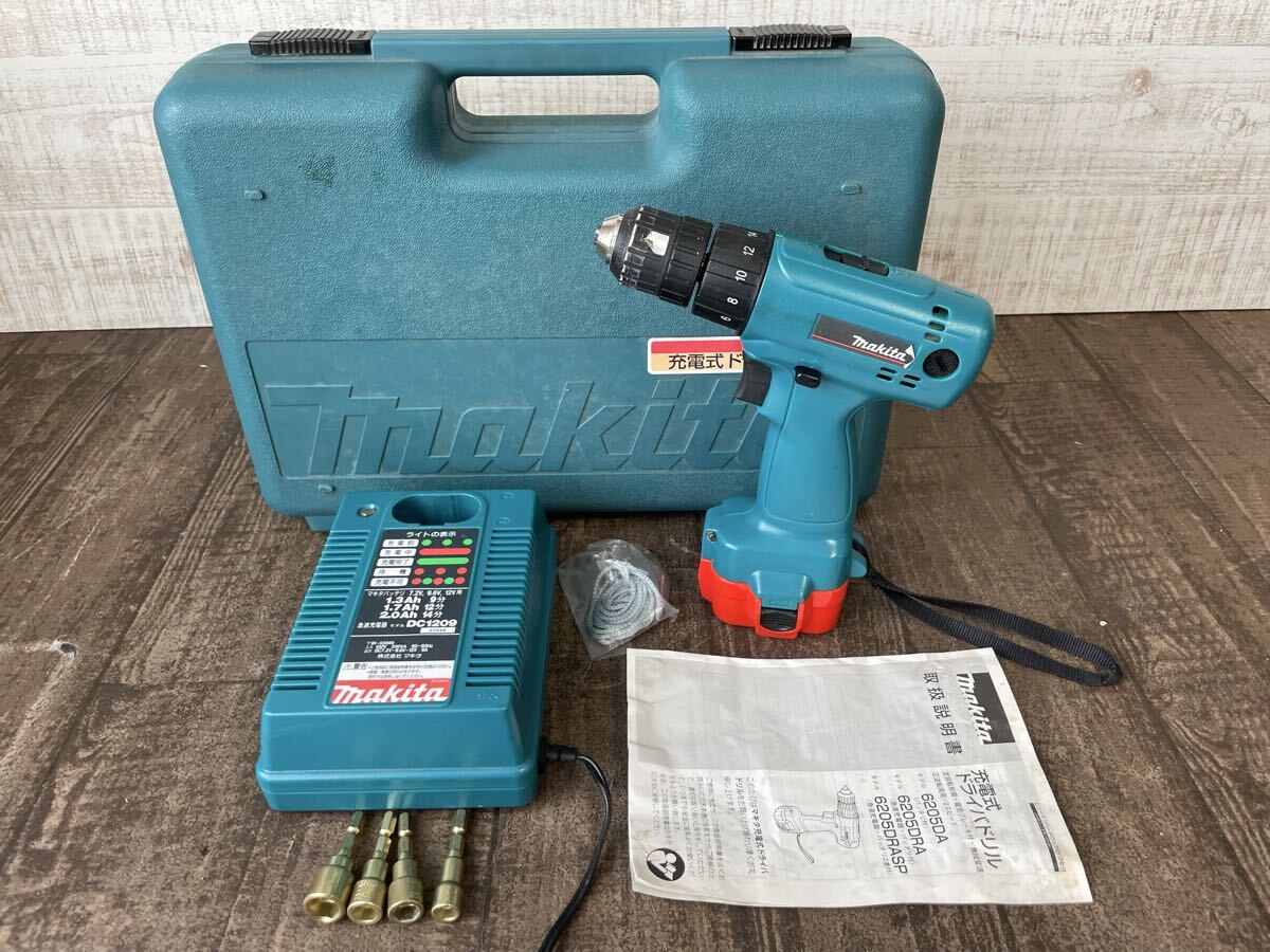 1円 makita マキタ 9.6V 充電式 ドライバドリル 6205D 純正充電器 ケース付 ドリルドライバー