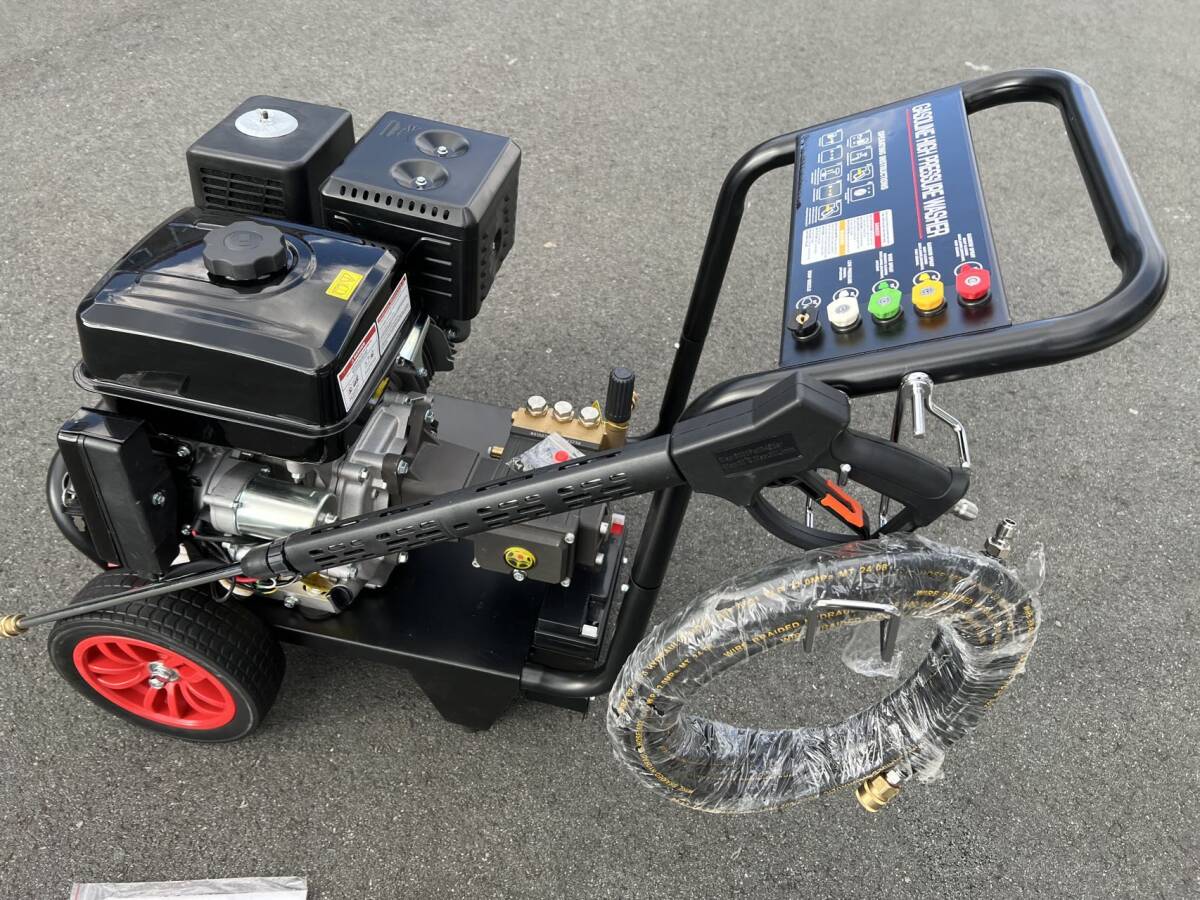 キャスター付高圧洗浄機 セルエンジン パワフル銅ポンプ 13馬力 ホース付き 強力 洗車 ベランダ 外壁 防災 下水道 掃除用