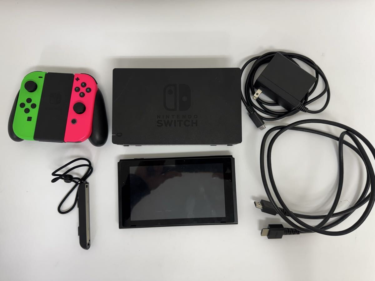 ●売り切り 2022年製 Nintendo Switch 本体セット バッテリー長持ちモデル ジョイコン(ピンク/グリーン) 純正ドック ACアダプター付 現状品