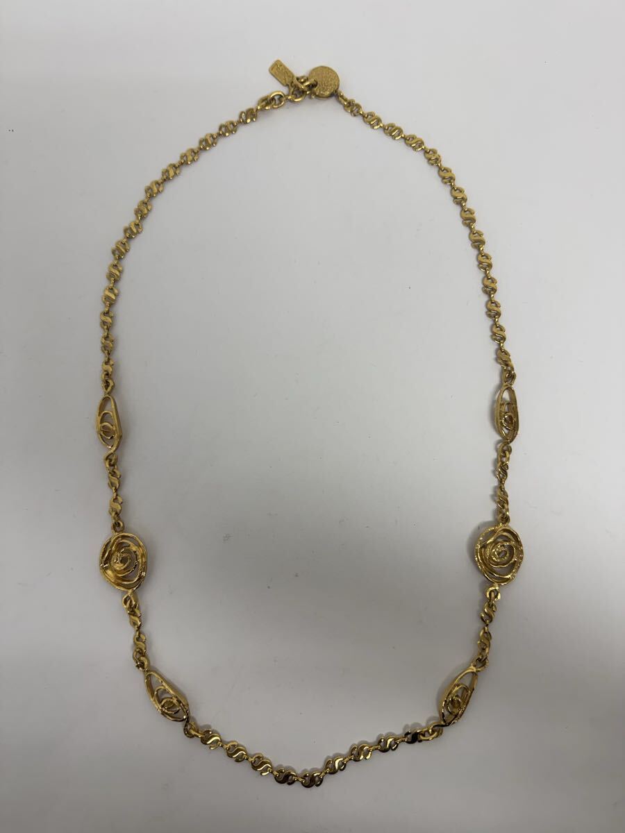 ●売り切りYSL イヴサンローランネックレス ゴールド ヴィンテージ刻印あり バラ ローズ モチーフ アクセサリー Yves Saint Laurent 現状品