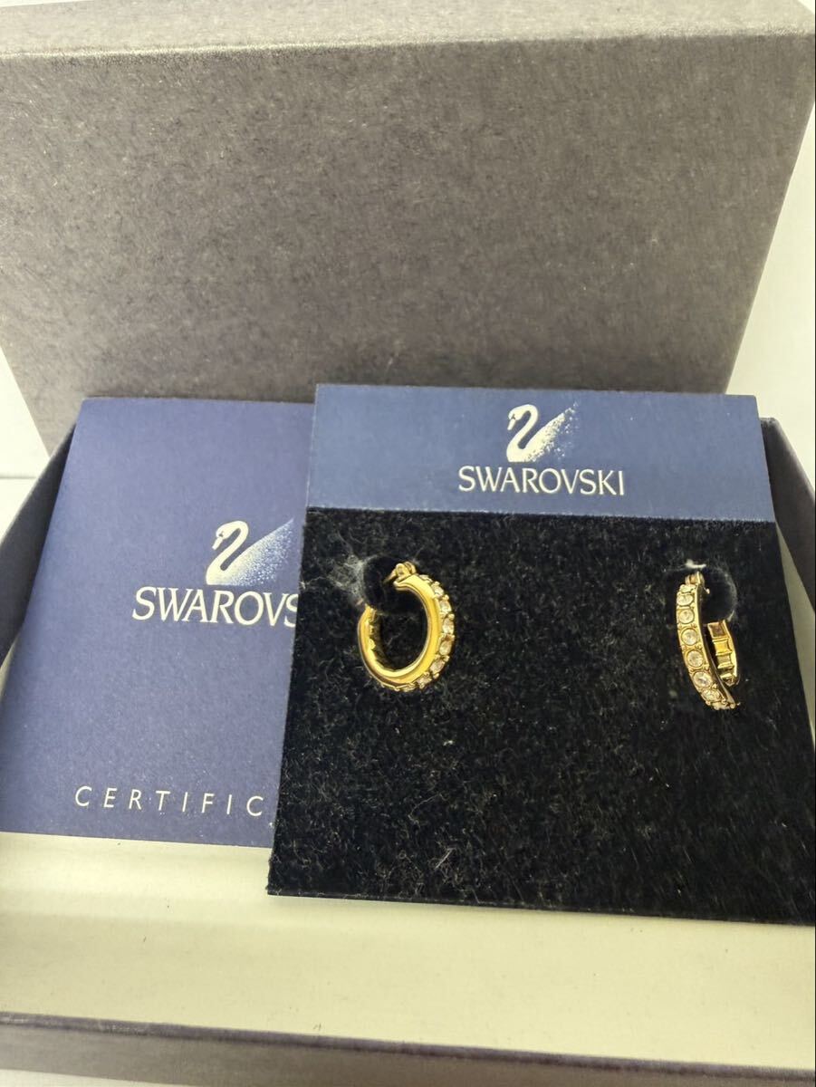 ●売り切り　スワロフスキー SWAROVSKI ピアス フープ パヴェ クリスタル ゴールド 箱付き アクセサリー　現状品