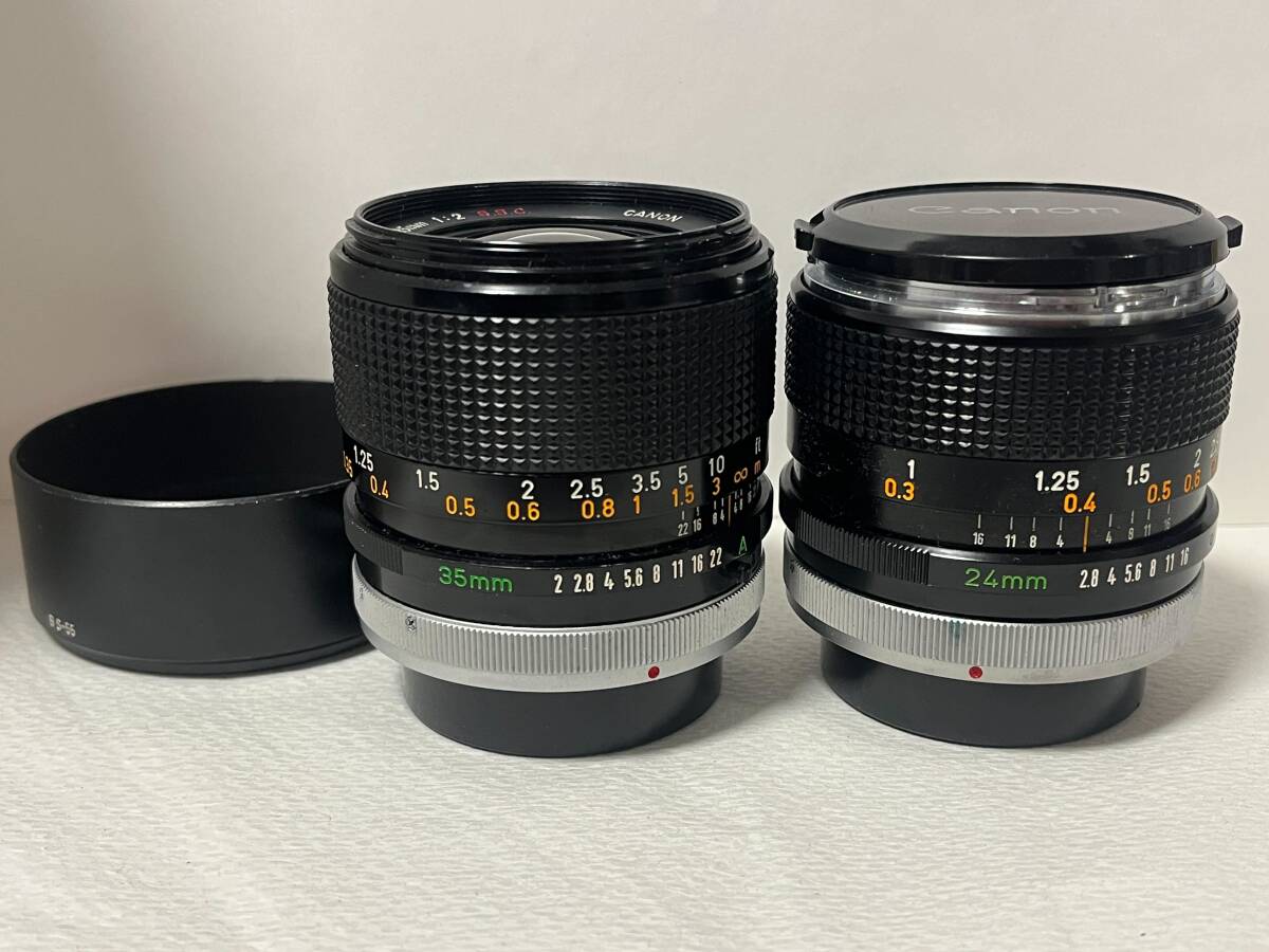 【2点】キャノン Canon LENS FD 35mm F2 S.S.C. 24mm F2.8 単焦点レンズ フィルムカメラ 一眼 まとめ