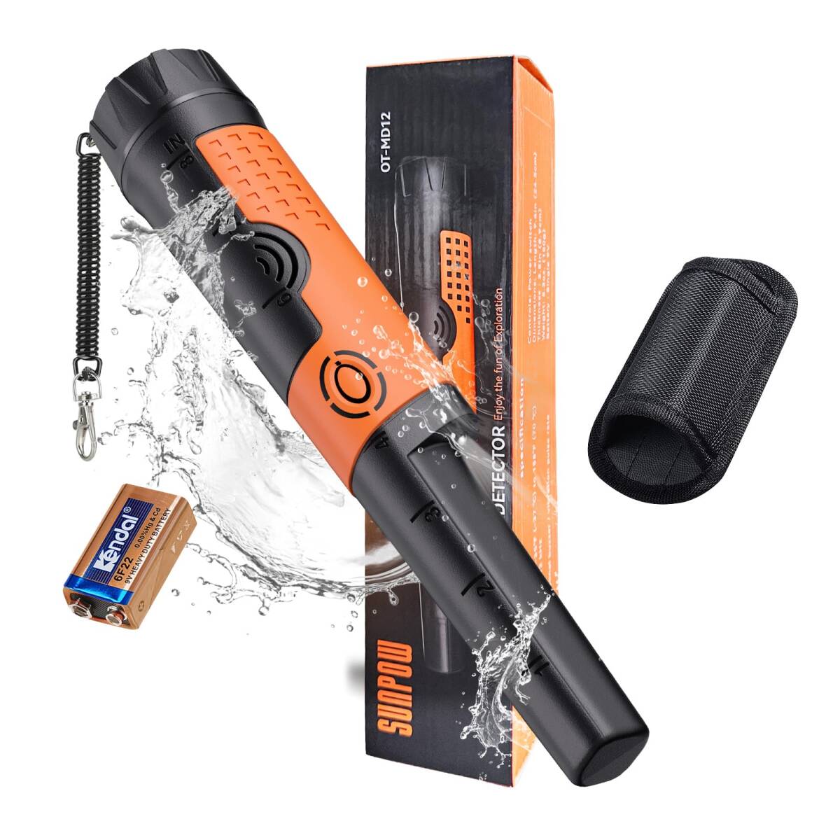 SUNPOW 金属探知機 高感度 防水 ハンディ 軽量 宝探し ゴールド検出器 ピンポインター機能付き 初心者向け 大人用　r.h
